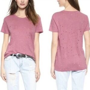 IRO distressed linen pink tee size small 100% Linen